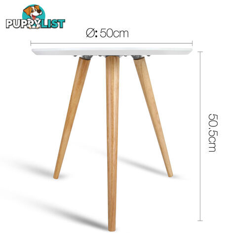 Round Bedside Side Table - White