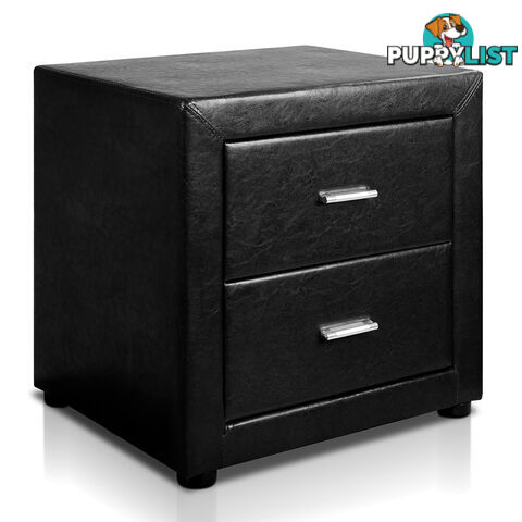 Deluxe PU Leather 2 Drawers Cabinet Black