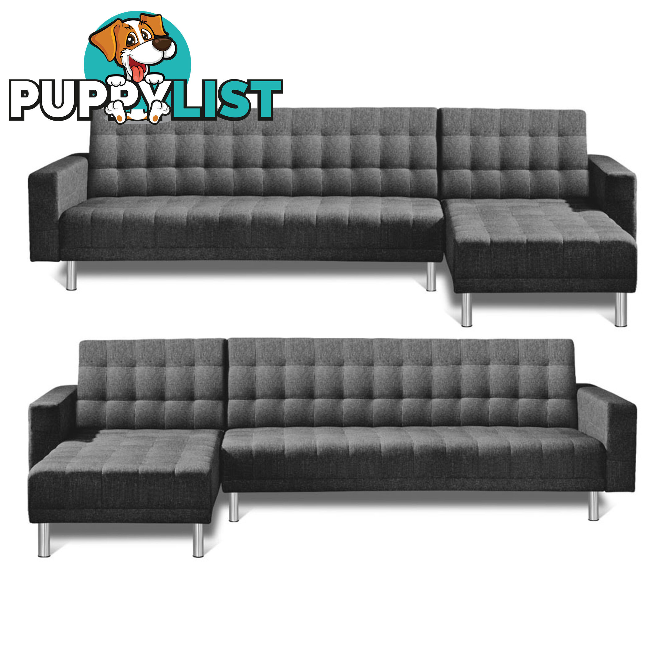 Faux Linen Sofa Bed 5 Seater