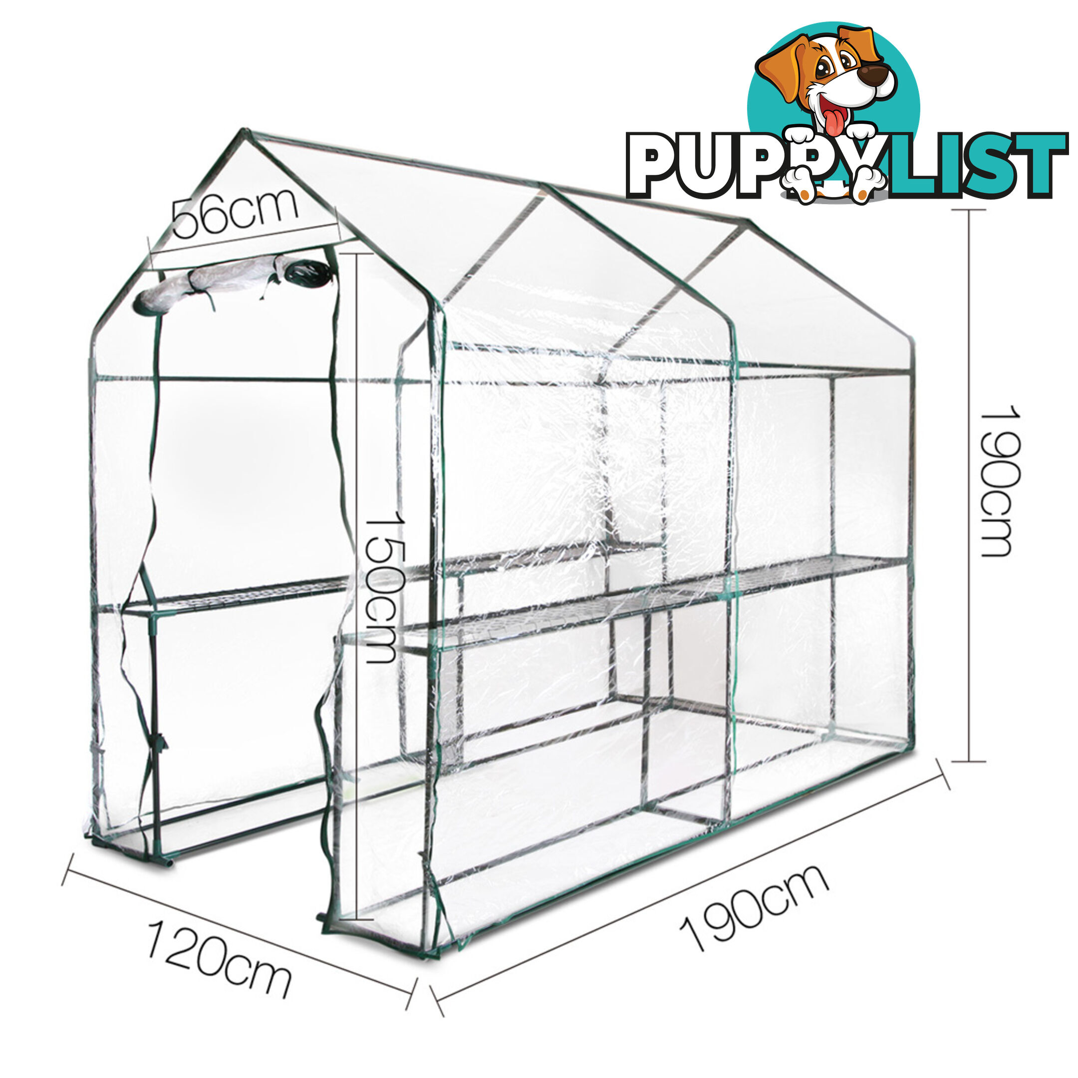 Greenhouse with Transparent PVC Cover - 1.9M x 1.2M