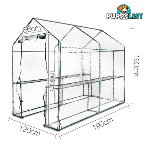 Greenhouse with Transparent PVC Cover - 1.9M x 1.2M