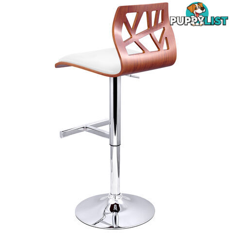 Set of 2 PU Leather Wooden Kitchen Bar Stool Padded Seat White