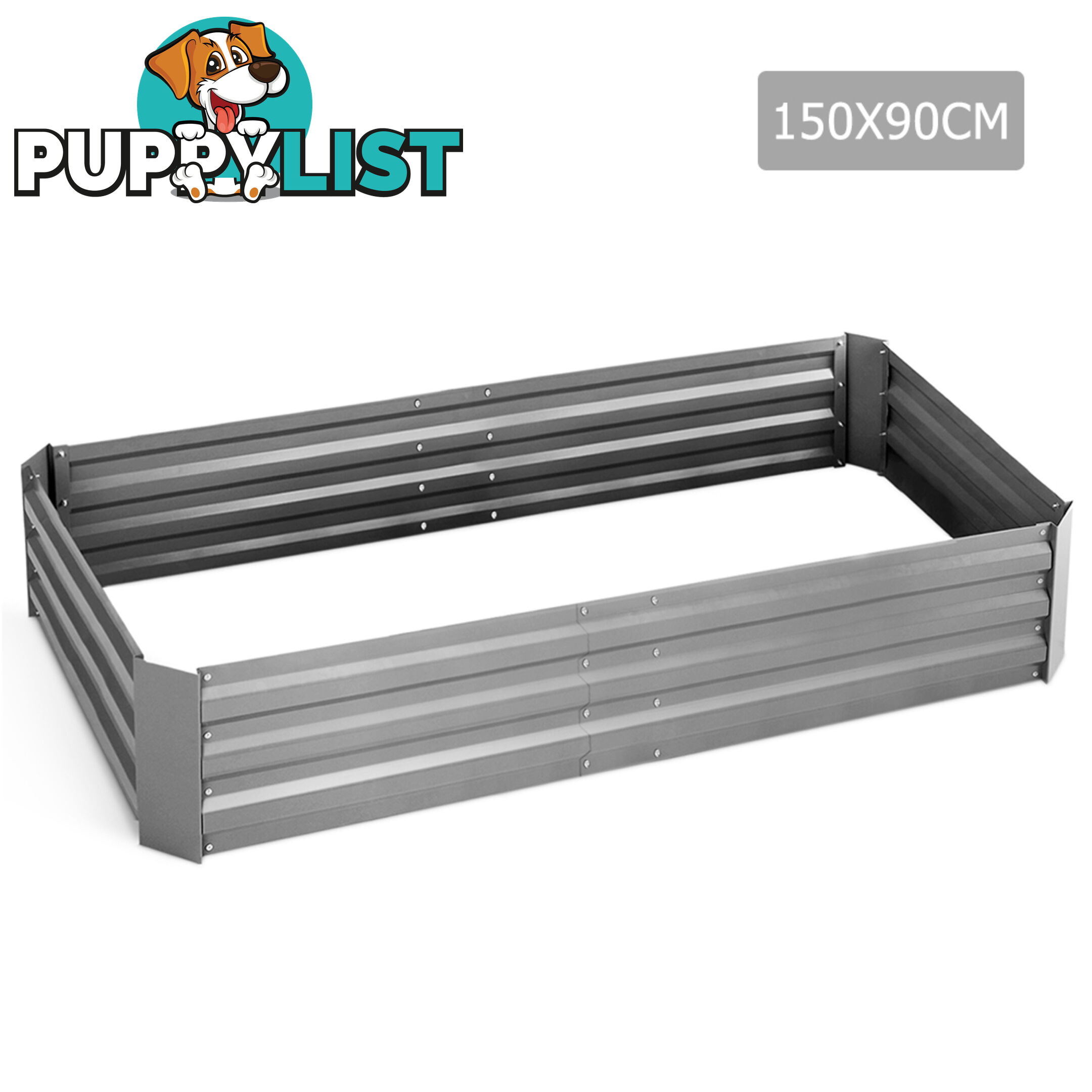 Galvanised Raised Garden Bed - 150 x 90 x 30cm - Aluminium White