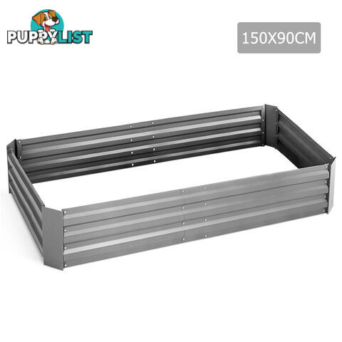 Galvanised Raised Garden Bed - 150 x 90 x 30cm - Aluminium White