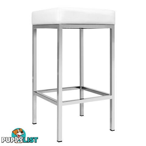 Set of 2 PU Leather Kitchen Bar Stool White