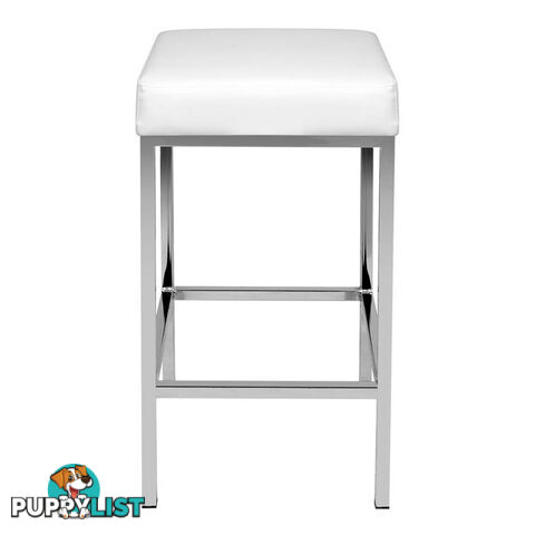 Set of 2 PU Leather Kitchen Bar Stool White