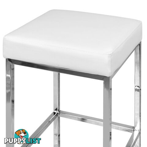 Set of 2 PU Leather Kitchen Bar Stool White