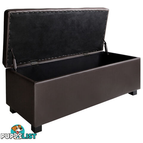 Large Ottoman PU Leather Chest Storage Box Foot Stool Brown