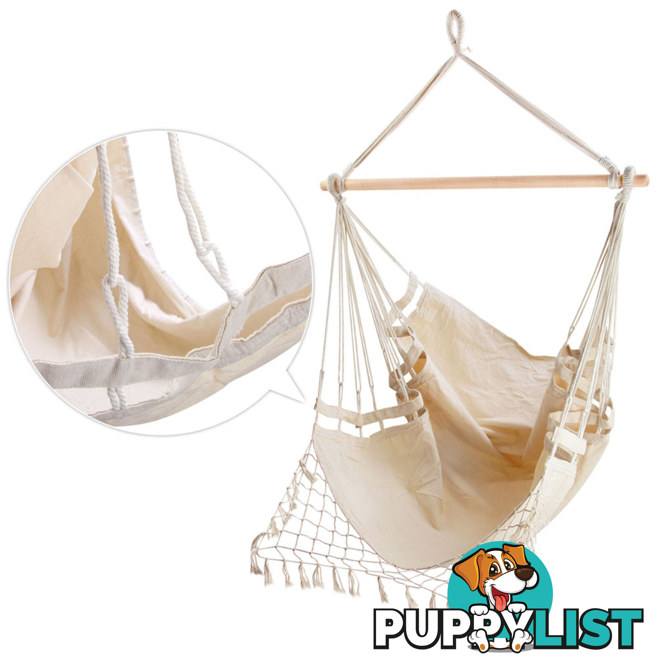 Creamy White Hanging Hammock Chair