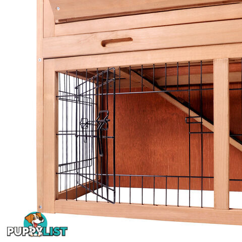 Rabbit Hutch Chicken Coop Cage Guinea Pig Ferret House w/ 2 Storeys Run