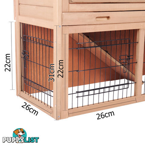 Rabbit Hutch Chicken Coop Cage Guinea Pig Ferret House w/ 2 Storeys Run