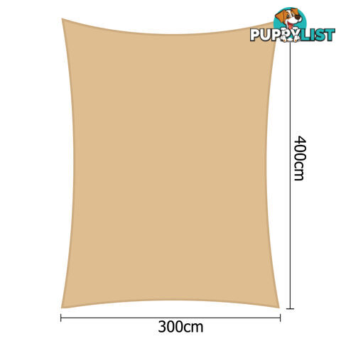 Heavy Duty Rectangle Shade Sail Canopy 3 x 4 m Sand Beige