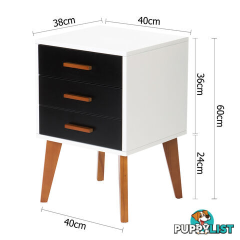 Bedside Table Cabinet Matt Black