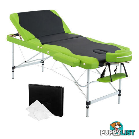 Aluminium Massage Table 3 Fold Green Black