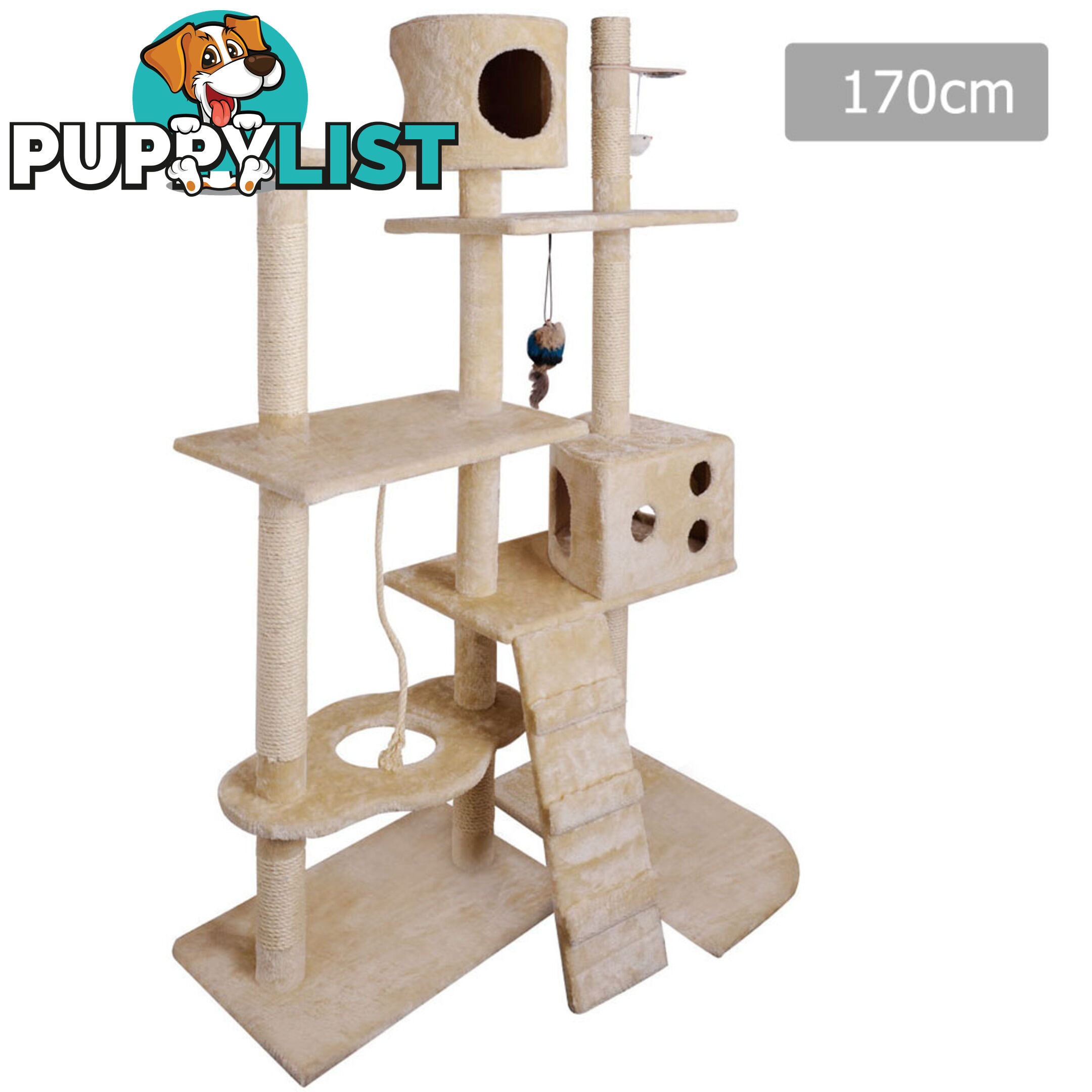 Cat Scratching Poles Post Furniture Tree 170cm Beige