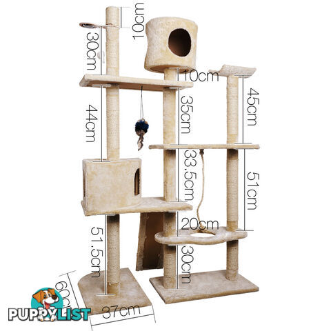 Cat Scratching Poles Post Furniture Tree 170cm Beige