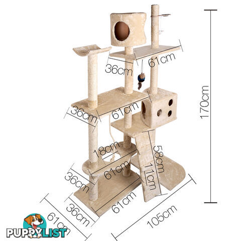 Cat Scratching Poles Post Furniture Tree 170cm Beige