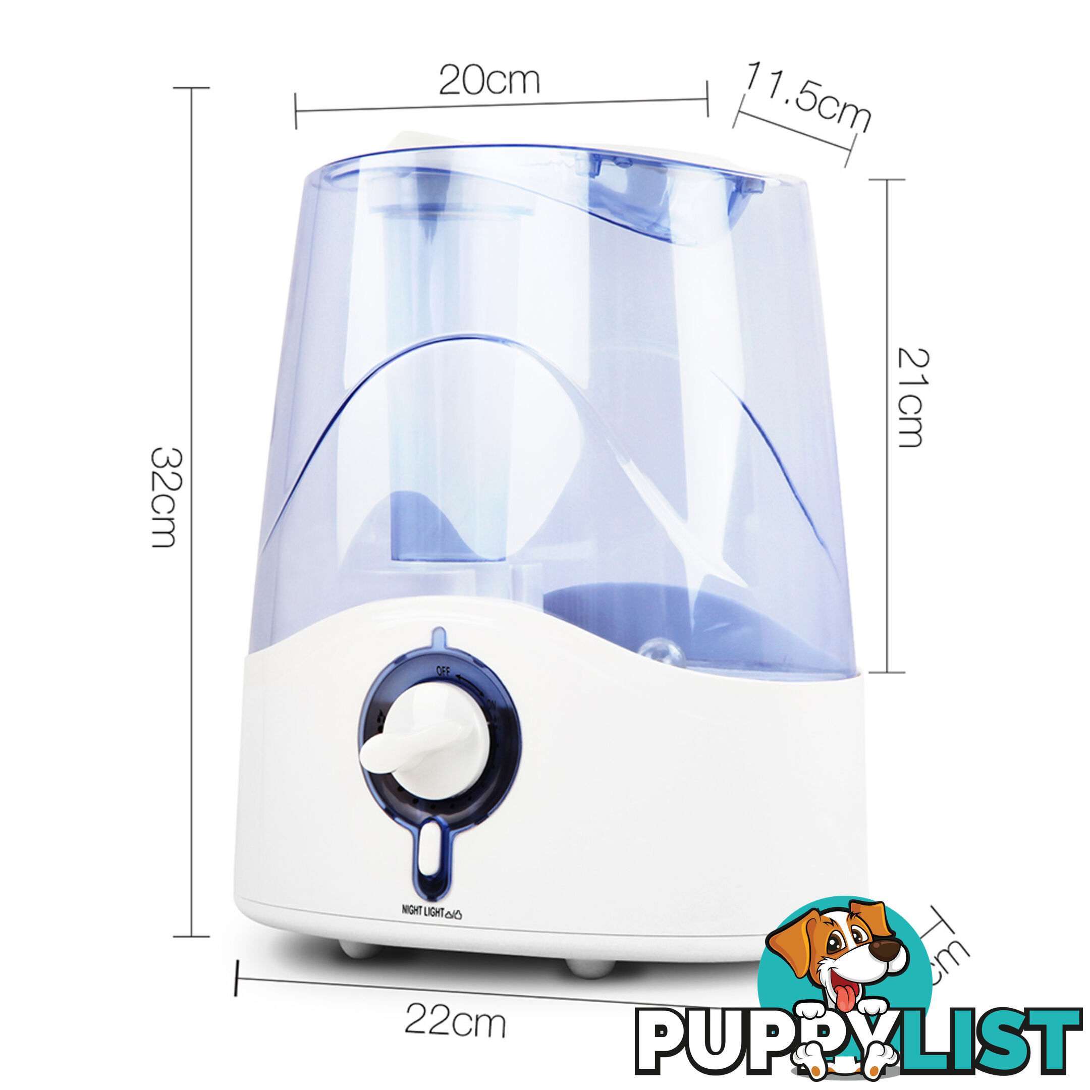 Ultrasonic Cool Mist Air Humidifier 4.5L White Blue