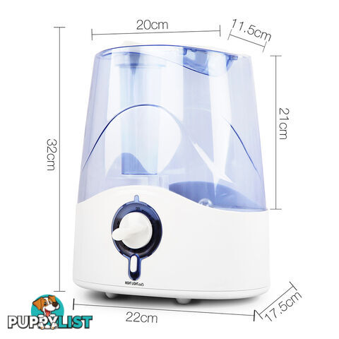 Ultrasonic Cool Mist Air Humidifier 4.5L White Blue