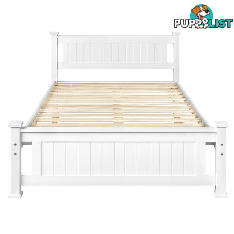 Wooden Bed Frame Pine Wood Double White