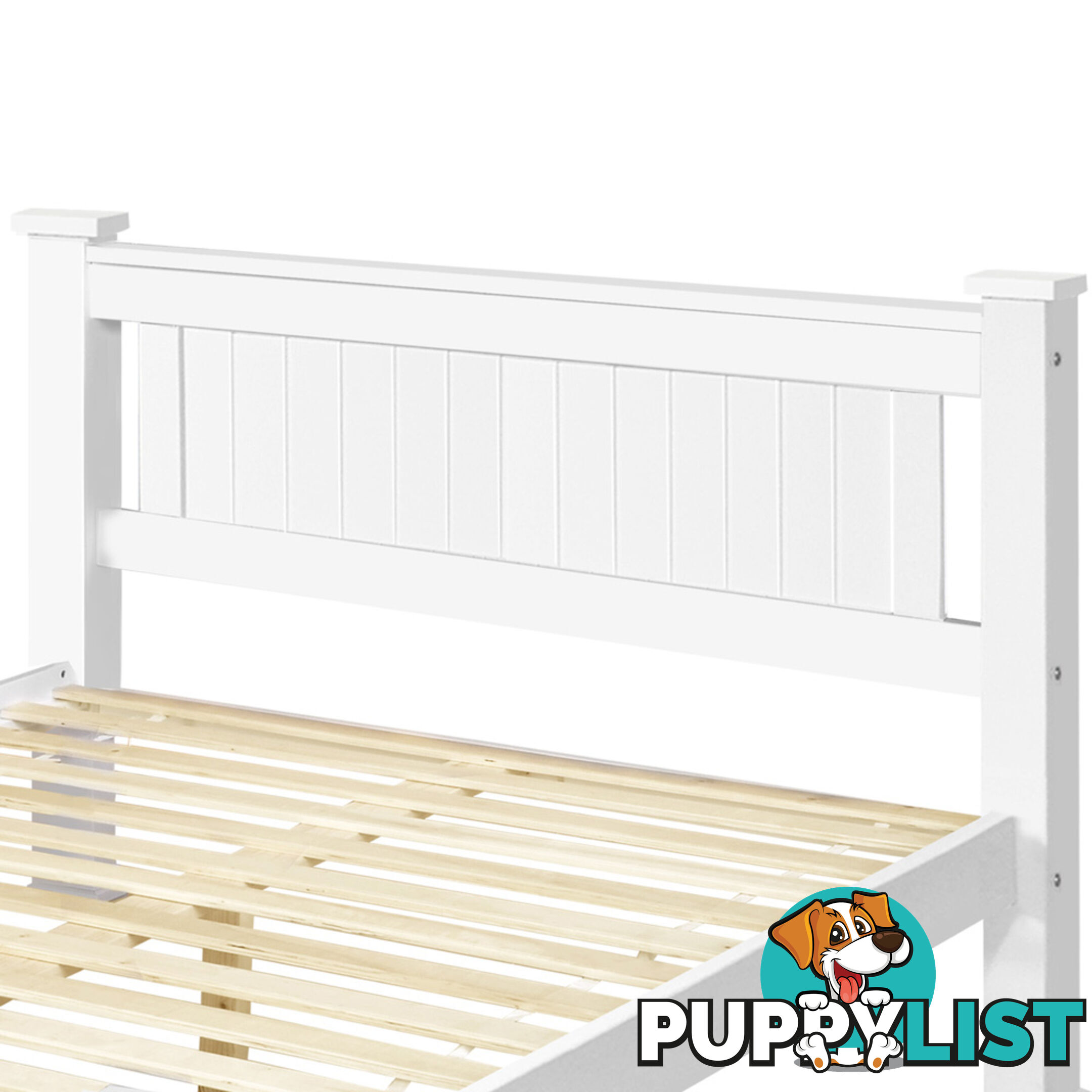 Wooden Bed Frame Pine Wood Double White