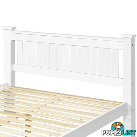 Wooden Bed Frame Pine Wood Double White