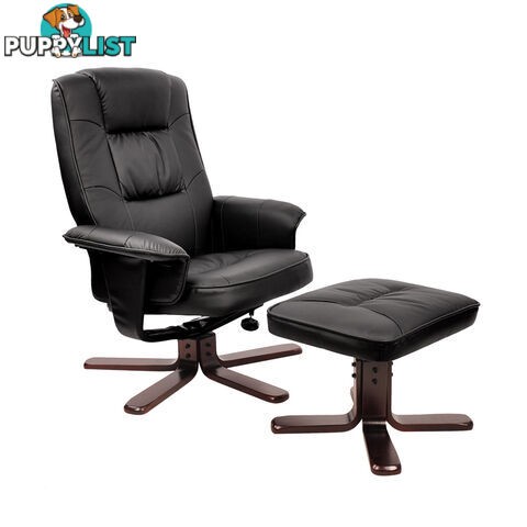 PU Leather Lounge Office Recliner Chair Ottoman Black