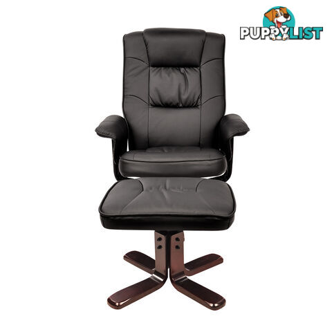 PU Leather Lounge Office Recliner Chair Ottoman Black