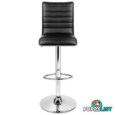 Set of 2 PU Leather Bar Stools - Black