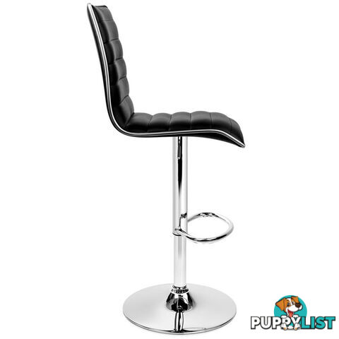 Set of 2 PU Leather Bar Stools - Black