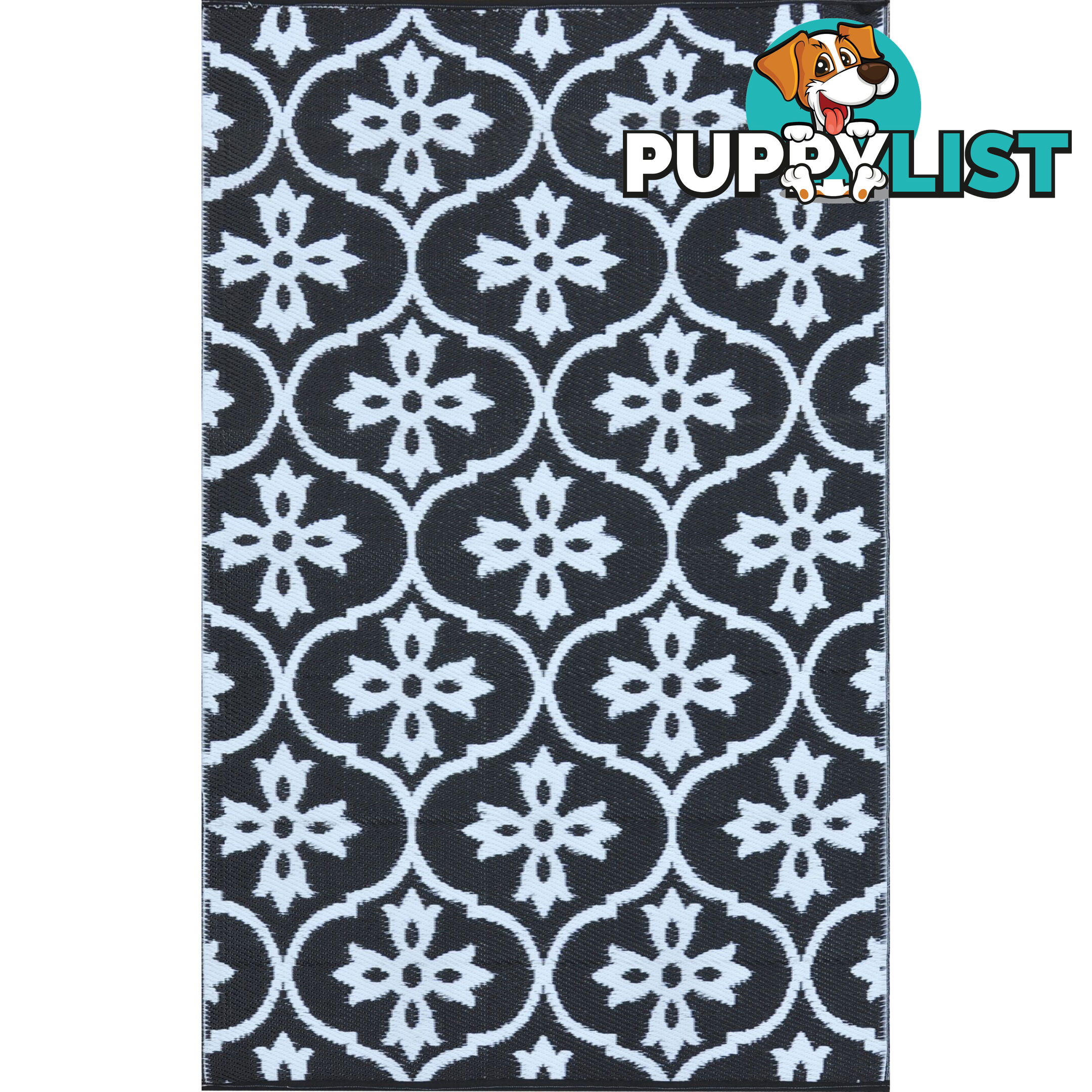 Moroccan Tile Reversable Rug Black & White 150x210cm