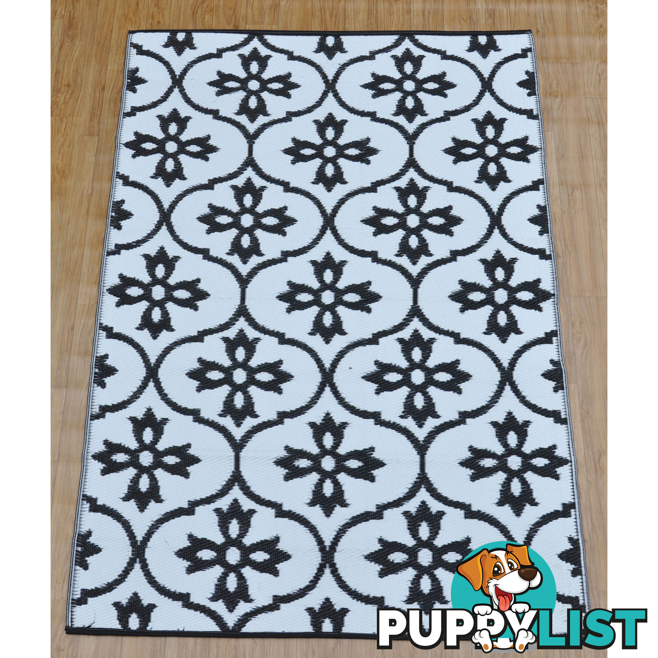 Moroccan Tile Reversable Rug Black & White 150x210cm