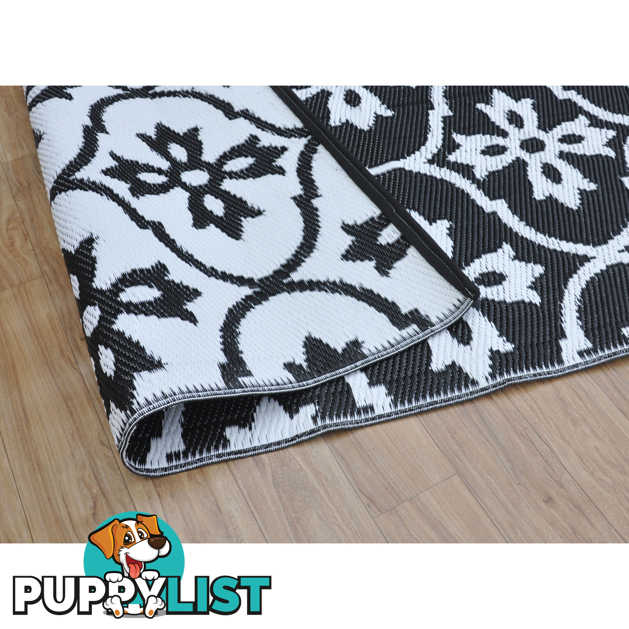 Moroccan Tile Reversable Rug Black & White 150x210cm