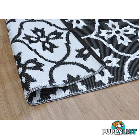 Moroccan Tile Reversable Rug Black & White 150x210cm