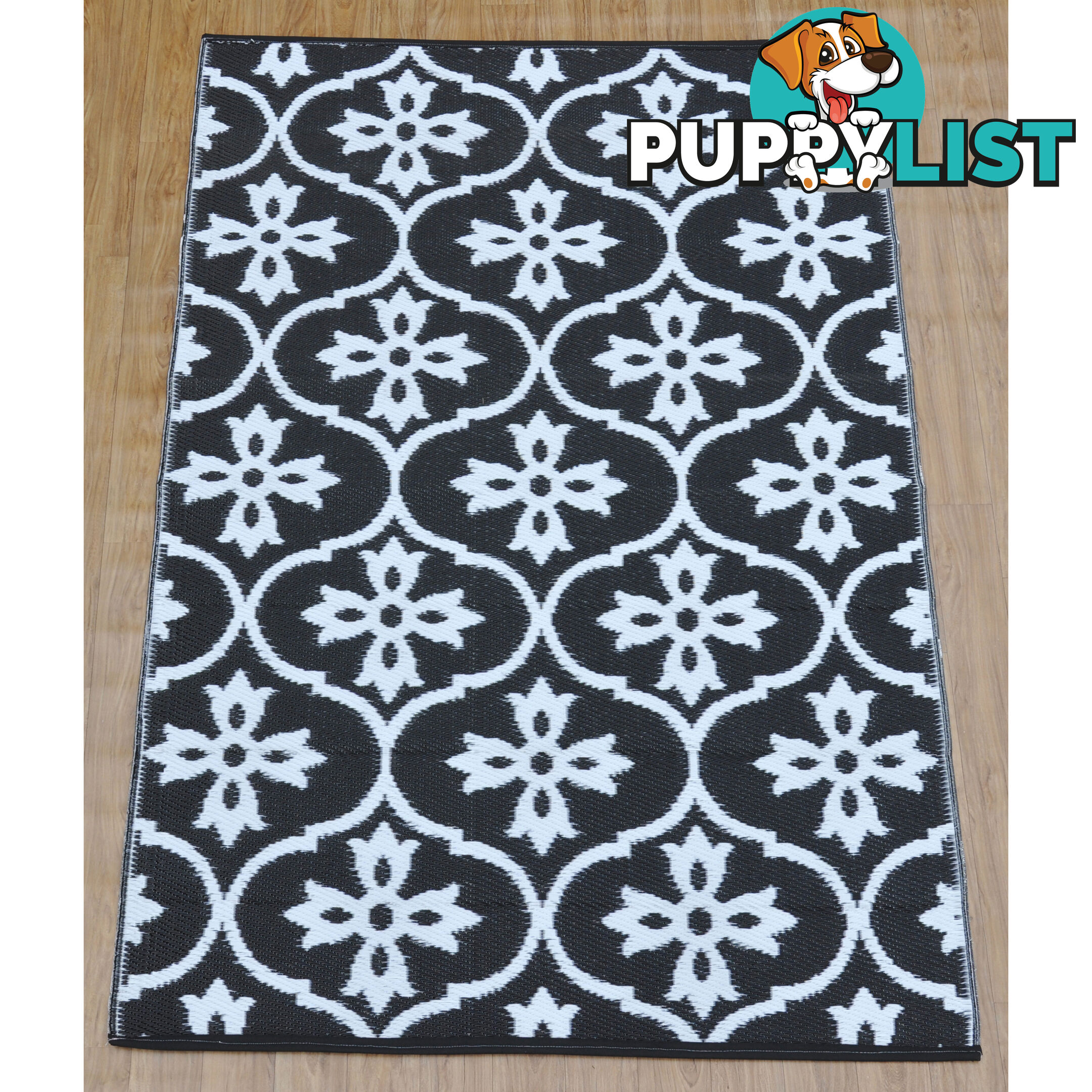 Moroccan Tile Reversable Rug Black & White 150x210cm