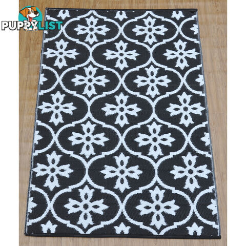 Moroccan Tile Reversable Rug Black & White 150x210cm