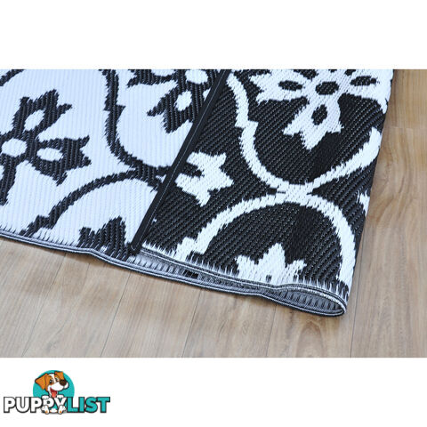 Moroccan Tile Reversable Rug Black & White 150x210cm