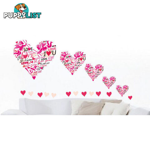 Medium Size Pink Cupid Love Hearts Wall Stickers - Totally Movable