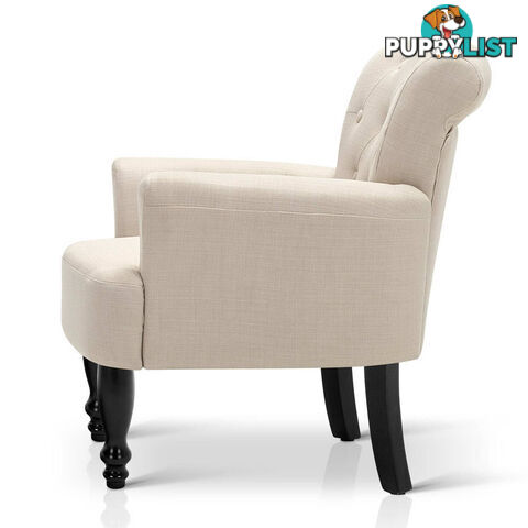 Wing Armchair French Provincial Linen Fabric Taupe