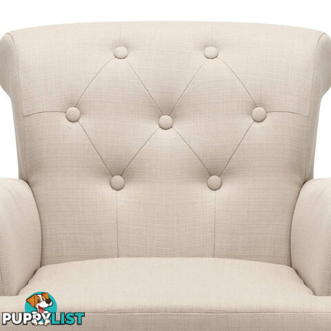 Wing Armchair French Provincial Linen Fabric Taupe