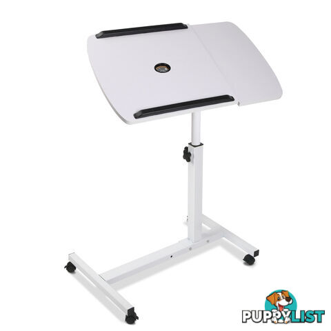 Rotating Mobile Laptop Adjustable Desk w/ USB Cooler White