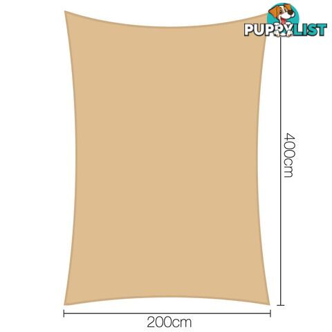 Heavy Duty 280GSM Shade Sail Canopy 2 x 4 M Sand