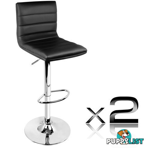 Set of 2 PU Leather Kitchen Bar Stool Black