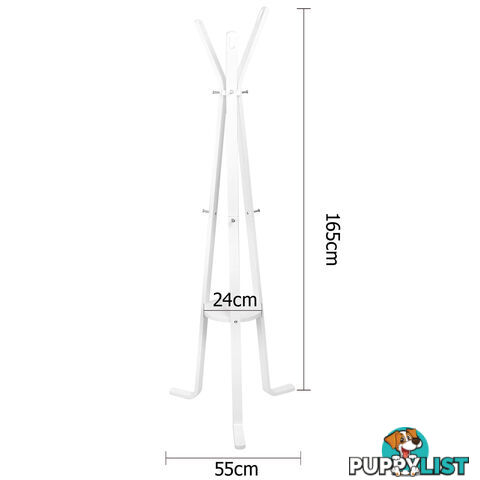 Wooden Coat Rack Clothes Stand Hanger White