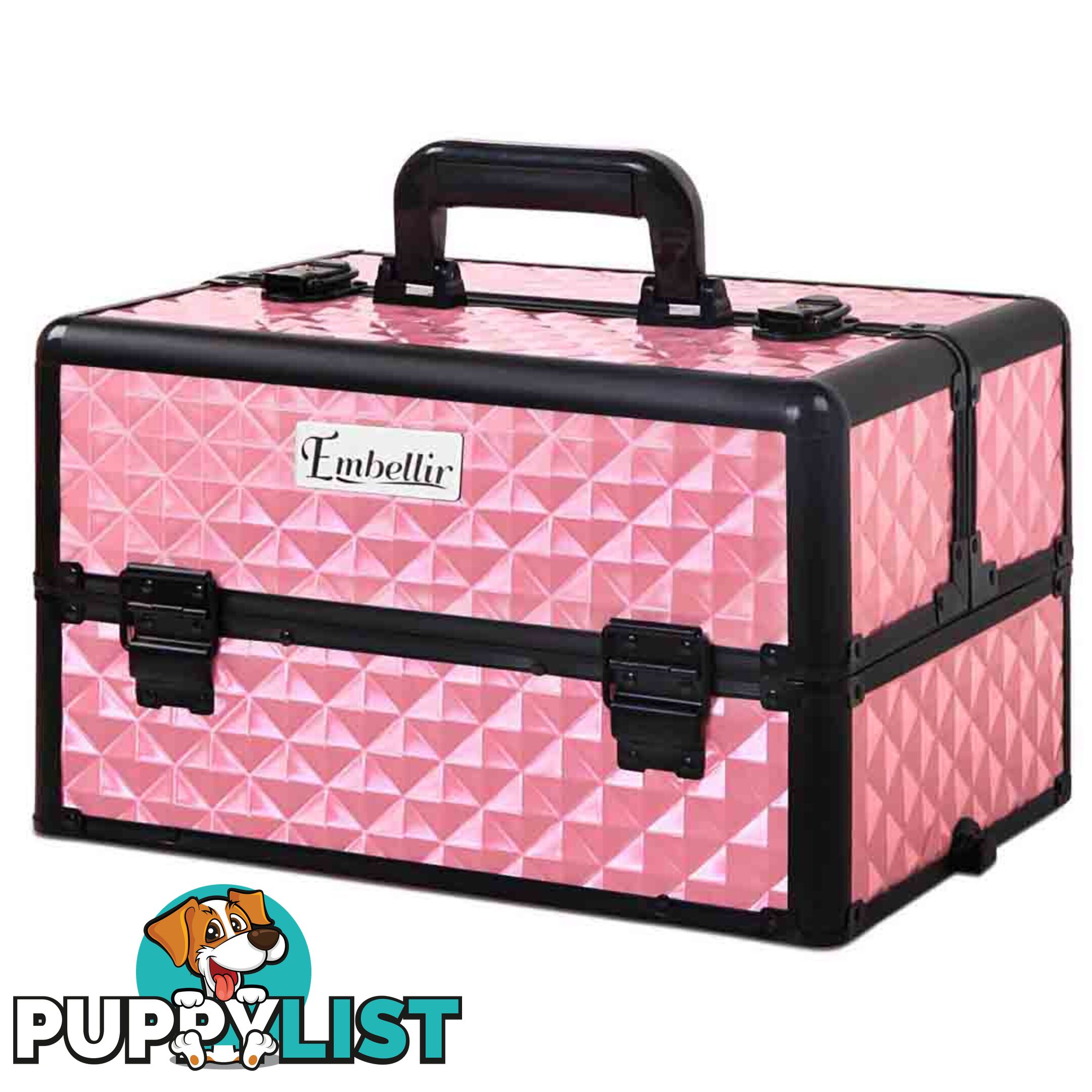 7 in 1 Portable Beauty Make up Cosmetic Trolley Case Pink