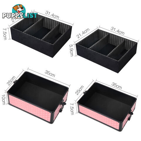 7 in 1 Portable Beauty Make up Cosmetic Trolley Case Pink