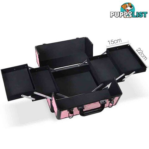 7 in 1 Portable Beauty Make up Cosmetic Trolley Case Pink