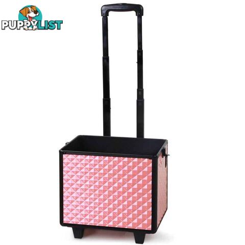 7 in 1 Portable Beauty Make up Cosmetic Trolley Case Pink