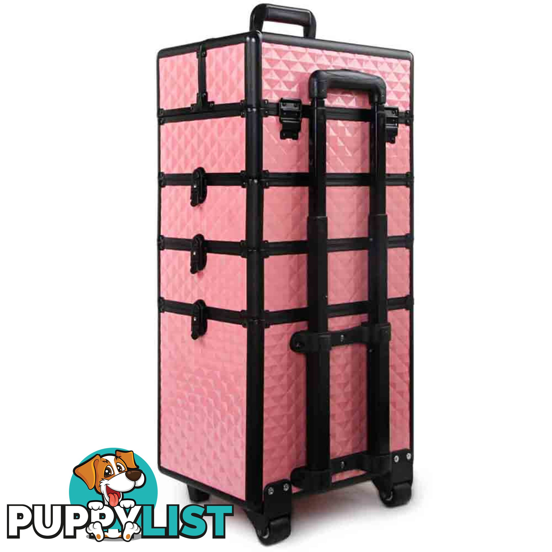 7 in 1 Portable Beauty Make up Cosmetic Trolley Case Pink