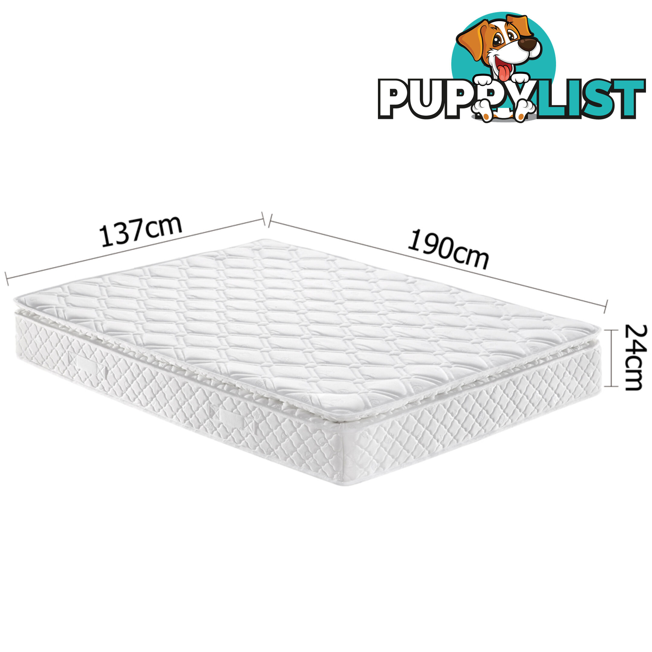 Pillow Top Pocket Spring Medium Firm Mattress Double